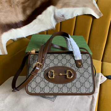 VS HORSEBIT 1955 MINI 23 BAG IN BEIGE CANVAS AND BROWN CALFSKIN