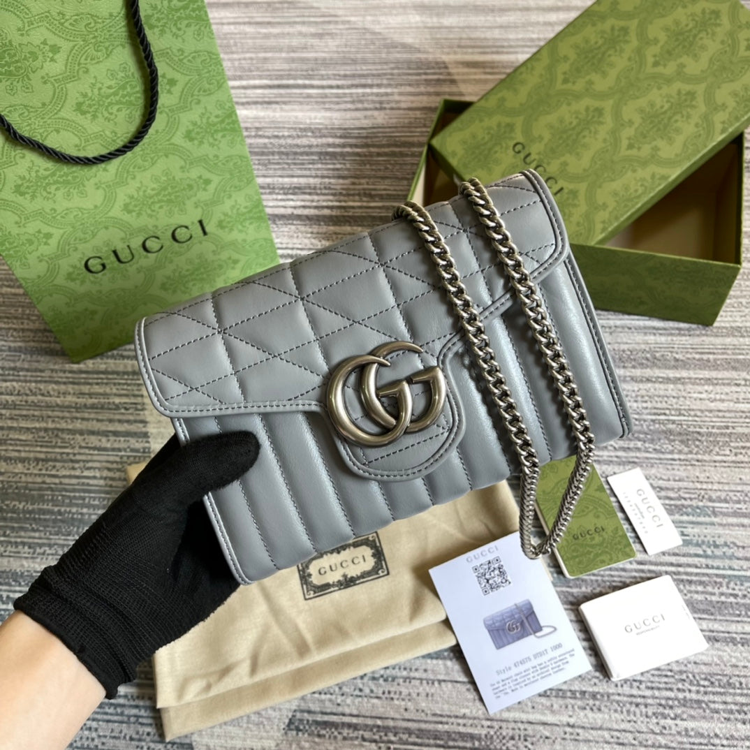 VS MARMONT MINI 20 SHOULDER BAG IN GREY CALFSKIN