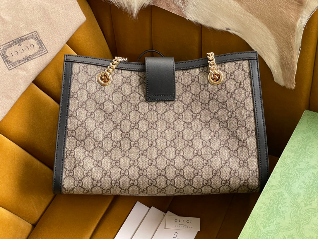 VS PADLOCK LARGE 35 SHOULDER BAG BEIGE CANVAS AND BLACK CALFSKIN
