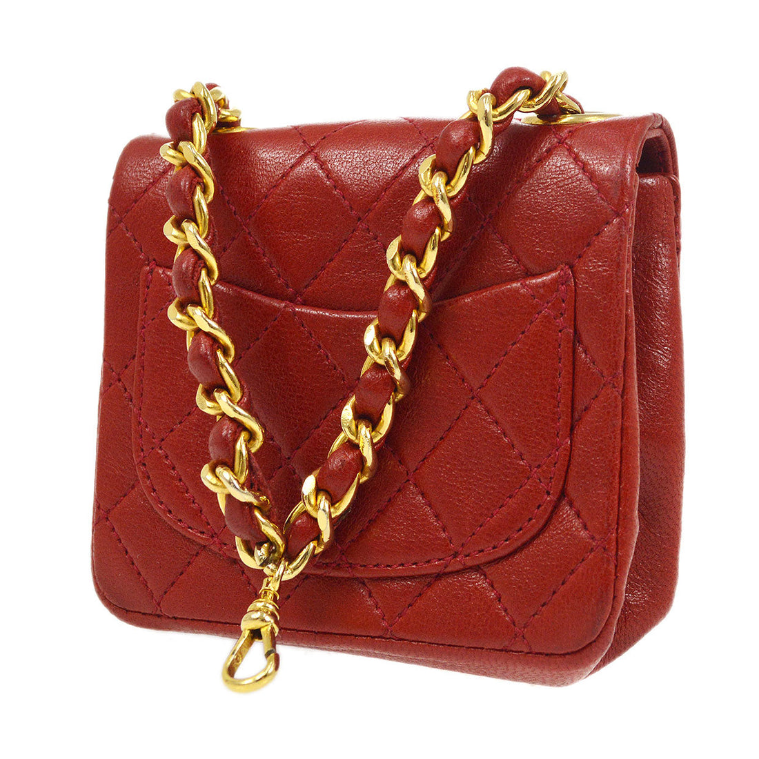 CHANEL 1990s Red Lambskin Belt Bag Micro