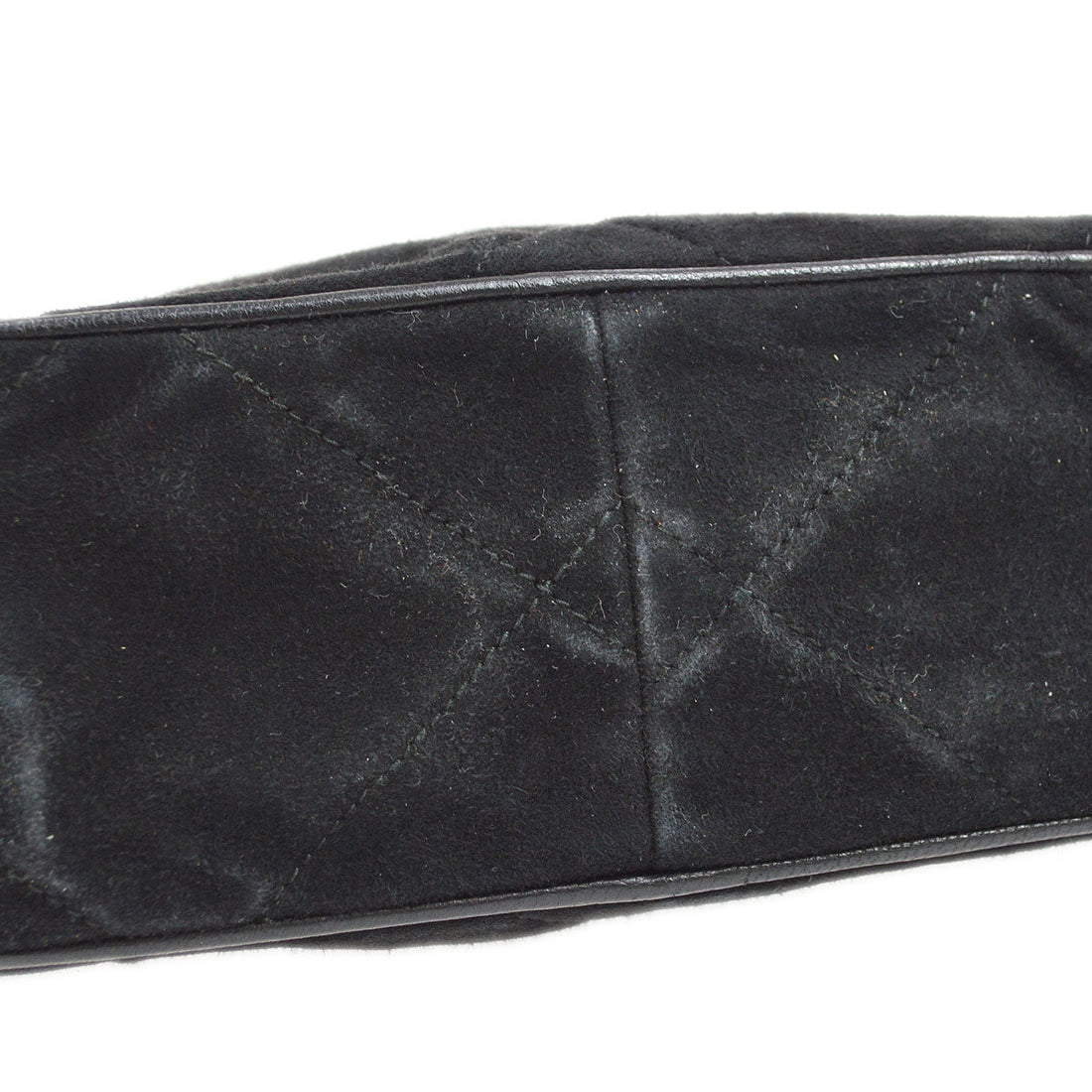 CHANEL 1986-1988 Diamond Camera Bag Mini Black Suede