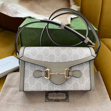 VS HORSEBIT 1955 MINI 18 BAG WHITE CANVAS AND BEIGE CALFSKIN