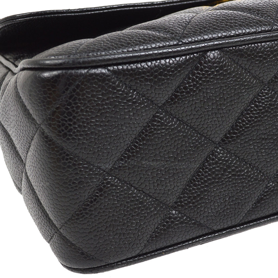 CHANEL 1994-1996 Big CC Straight Flap Bag Medium Black Caviar 84105