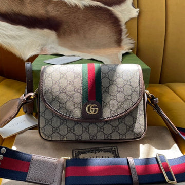 VS OPHIDIA SMALL 23 BAG IN BEIGE AND EBONY SUPREME CANVAS