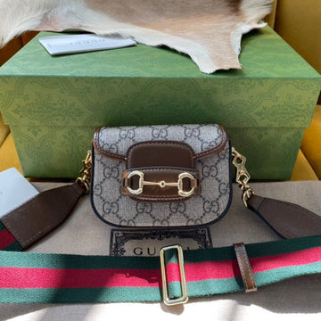 VS 12 HORSEBIT 1955 SUPER MINI BAG BEIGE CANVAS AND EBONY CALFSKIN