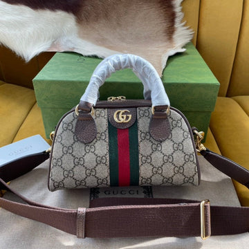 OPHIDIA VS SMALL 21 SHOULDER BAG BEIGE AND EBONY SUPREME CANVAS