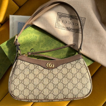 OPHIDIA VS SMALL 25 HANDBAG BEIGE AND EBONY SUPREME CANVAS
