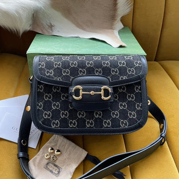 VS HORSEBIT 1955 SADDLE BAG 25 IN BLACK CANVAS AND CALFSKIN