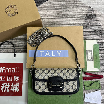 VS HORSEBIT 1955 BAG 24 IN BEIGE CANVAS AND BLACK CALFSKIN