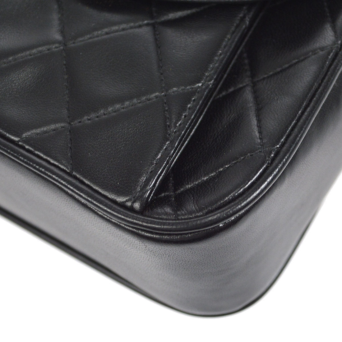 CHANEL 1994-1996 Round Flap Bag Mini Black Lambskin