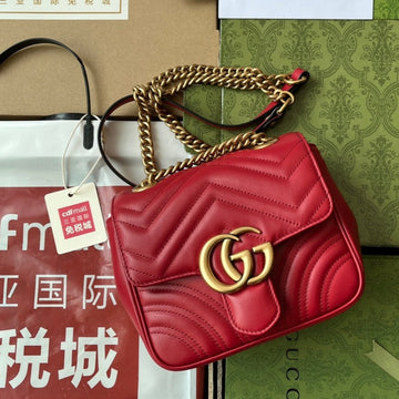 VS marmont mini 18cm red calfskin gold hardware