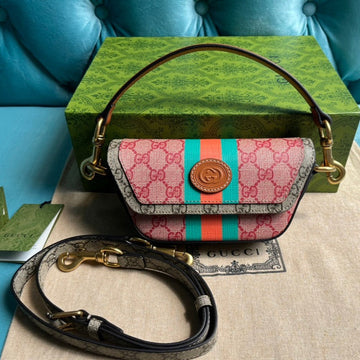 VS MINI 13 HANDBAG IN LIGHT PINK AND BEIGE CANVAS