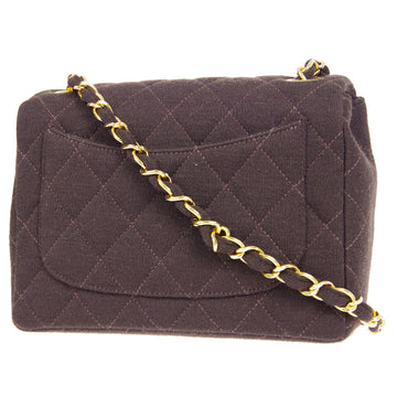 CHANEL 1996-1997 Classic Square Flap Mini 17 Brown Jersey