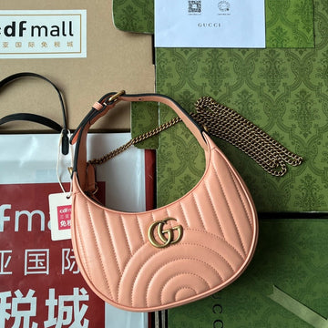 VS marmont half-moon shaped 21cm peach calfskin gold hardware