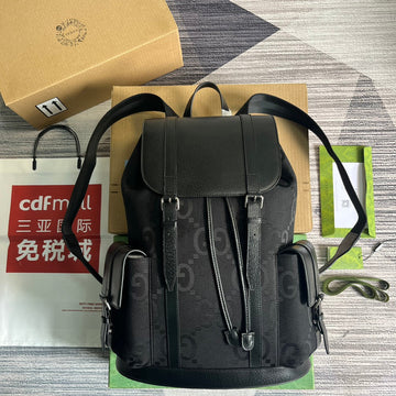VS OPHIDIA LARGE 42 BACKPACK IN BLACK CANVAS AND CALFSKIN