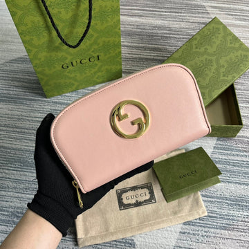 VS BLONDIE 21 FULL ZIP WALLET IN LIGHT PINK CALFSKIN