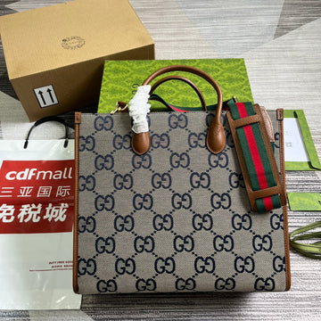 VS LARGE 37 TOTE BAG IN GREY CANVAS AND BROWN CALFSKIN