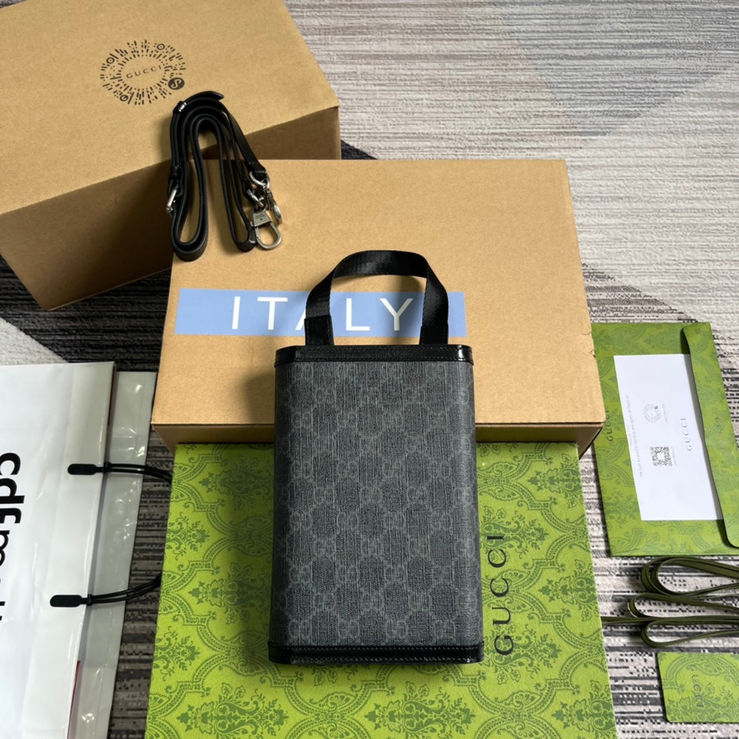 VS CLASP CLUTCH 20 IN BLACK CANVAS AND CALFSKIN