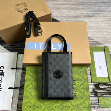 VS CLASP CLUTCH 20 IN BLACK CANVAS AND CALFSKIN