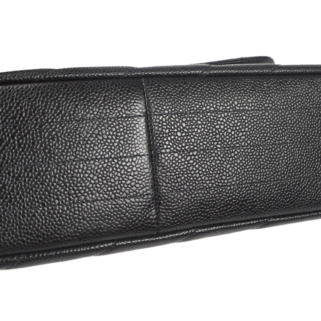 CHANEL 1994-1996 Diagonal Stitch Straight Flap Jumbo Black Caviar 88112
