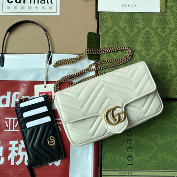 VS marmont 21cm white calfskin gold hardware