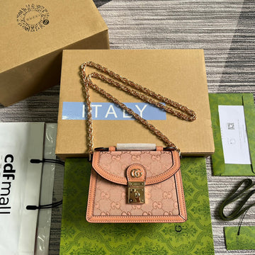 VS OPHIDIA MINI 17 HANDBAG IN LIGHT PINK CANVAS