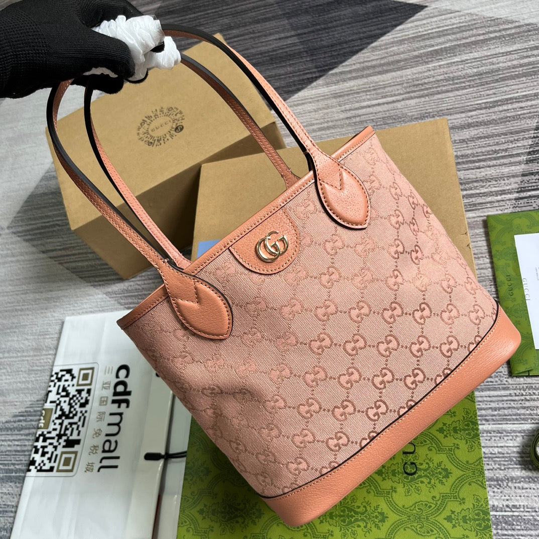 VS OPHIDIA SMALL 25 TOTE BAG IN LIGHT PINK CANVAS