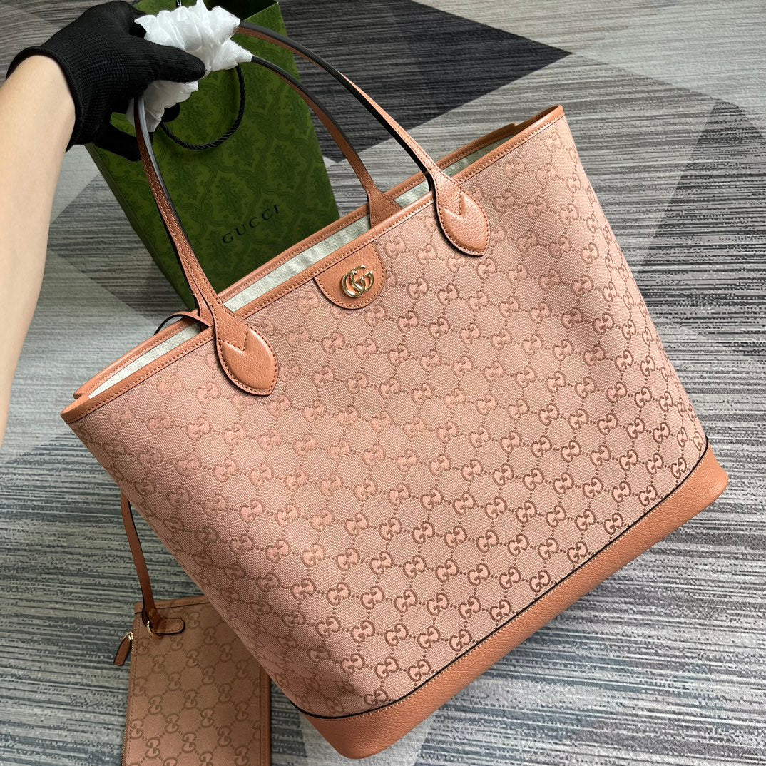 VS OPHIDIA LARGE 40 TOTE BAG IN LIGHT PINK CANVAS