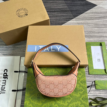 OPHIDIA VS MINI 20 BAG IN LIGHT PINK CANVAS AND CALFSKIN