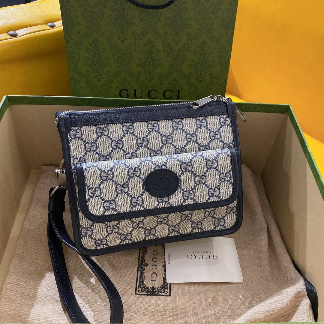 VS SMALL 21 CROSSBODY BAG WITH TAG IN BEIGE CANVAS AND BLACK CALFSKIN
