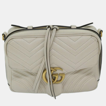 White Leather GG Marmont shoulder bag