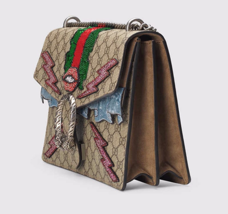 Gucci CS Dionysos Supreme Embroidered Lips & Lightning Shoulder Bag