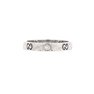 Icon Heart Band Ring 18K White Gold with Diamond 3mm