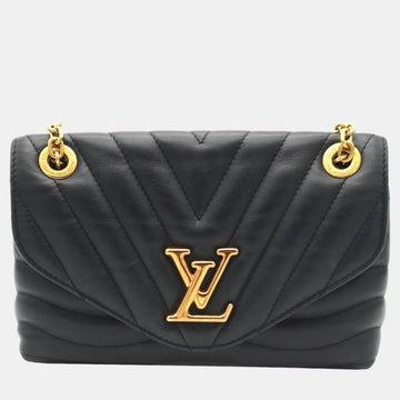 Black Leather New Wave Chain Shoulder Bag