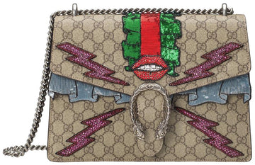 Gucci CS Dionysos Supreme Embroidered Lips & Lightning Shoulder Bag