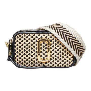 Woven Leather & Straw Snapshot Camera Bag