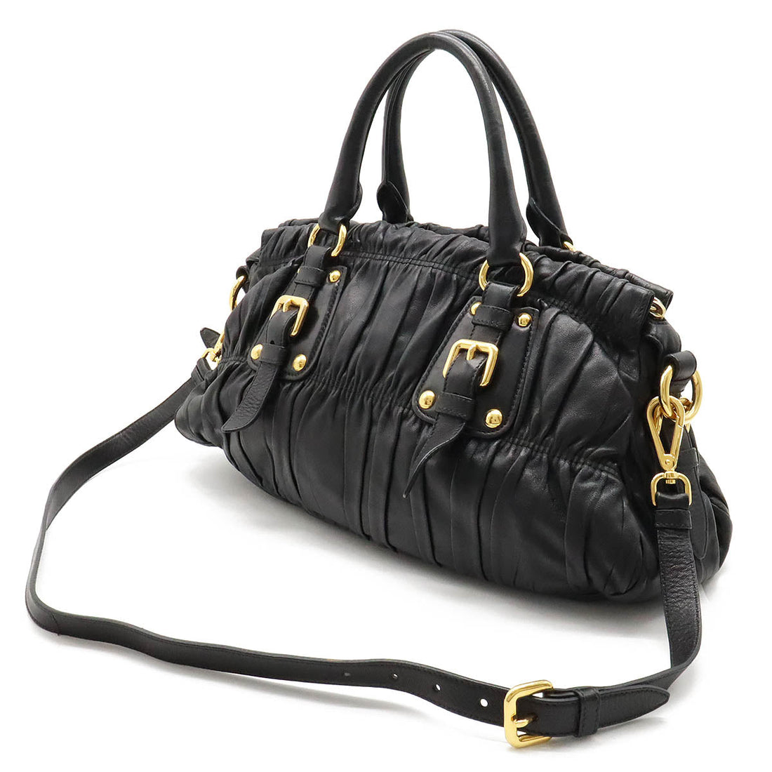 Prada Leather Gathered Handbag BN1407 in Very Good Condition