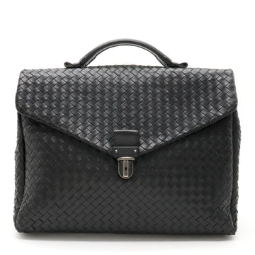 Bottega Veneta Intrecciato Leather Briefcase Black