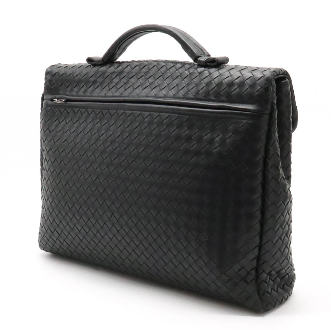 Bottega Veneta Intrecciato Leather Briefcase Black