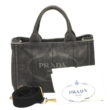 PRADA Tote Bag 1BG439 denim black Tote Bag Canapa mini Women Used
