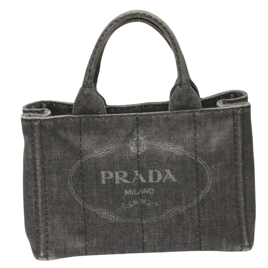 PRADA Tote Bag 1BG439 denim black Tote Bag Canapa mini Women Used