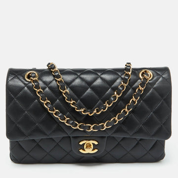 Black Quilted Leather Medium Classic Double Flap Bag