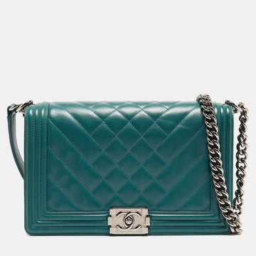 Green Quilted Leather New Medium Boy Bag