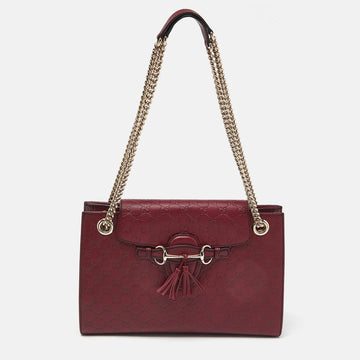 Red Guccissima Leather Large Emily Chain Shoulder Bag
