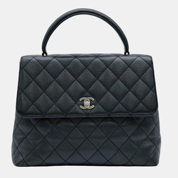 Black Leather  Kelly Top Handle Bag