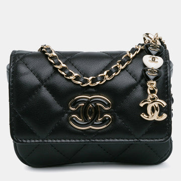 CC Lambskin Card Holder On Chain