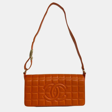 Orange Leather Chocolate Bar Shoulder Bag