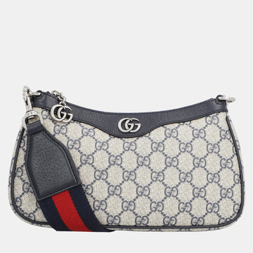 Blue GG Supreme Canvas and Leather Small Ophidia Shoulder Bag