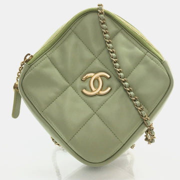 Sage Quilted Lambskin Diamond CC Crossbody Bag