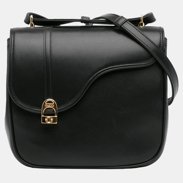 Black Leather Equestrian Crossbody